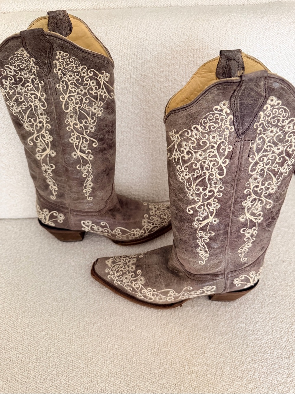 Corral Gray Suede Embroidered Western Heeled Boots